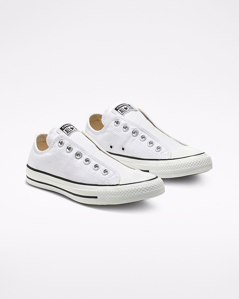 Converse Chuck Taylor All Star Slip On Dam Vita Svarta Vita | REA-976548