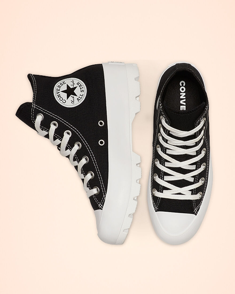 Converse Chuck Taylor All Star Lugged Sneakers Dam Svarta Vita Svarta | REA-120648