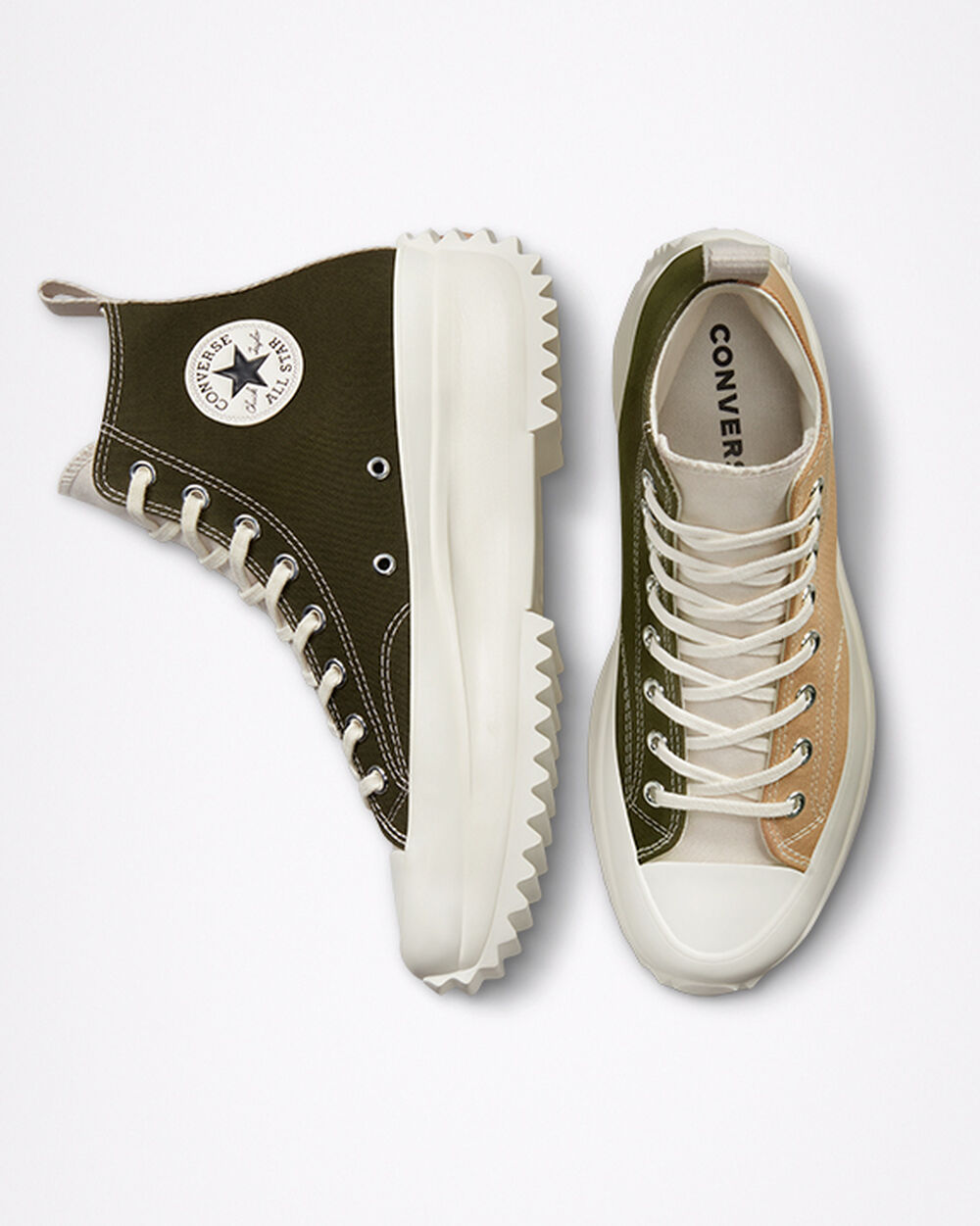 Converse Run Star Hike Sneakers Dam Khaki Svarta Vita | REA-536718